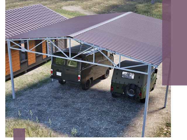 Двускатные навесы под ключ в Переславле-Залесском — изготовление и монтаж